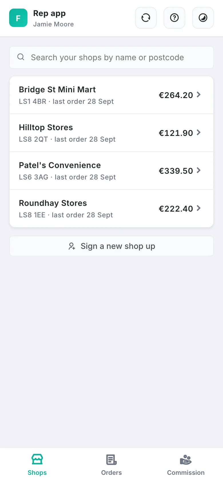 Rep app shops